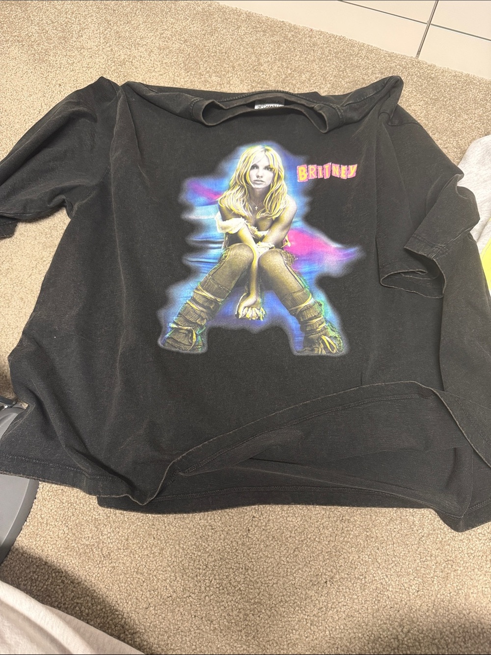 Zara Black Graphic Tee with Multicolor Britney Print
